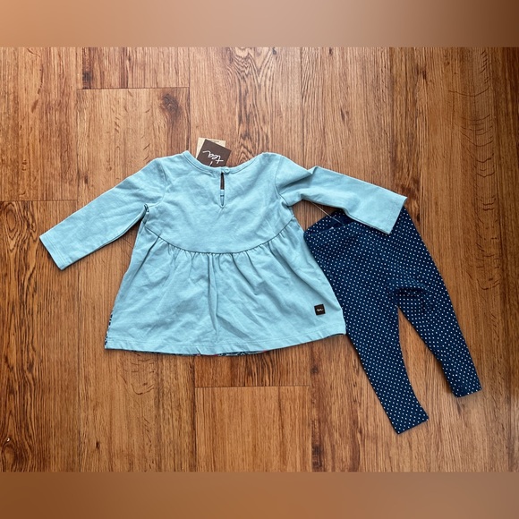 NWT Tea Collection Infant 2 Piece Teal Outfit Size 3-6 Months - Picture 4 of 6